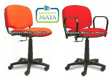 SILLONES SECRETARIALES ACOJINADOS, GIRATORIAS, DE ALTURA AJUSTABLE, CON Y SIN DESCANSABRAZOS EN COLOR NARANJA Y ROJO